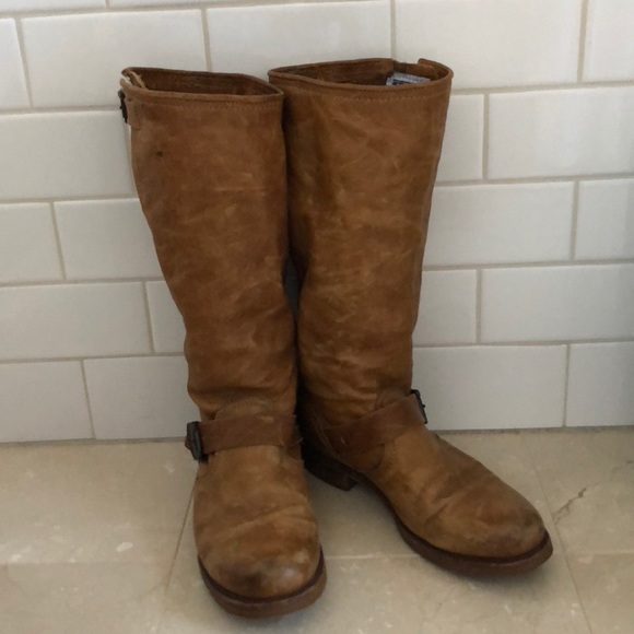 Frye Veronica Slouch Boots Camel Leather Size 8.5 - Picture 2 of 8